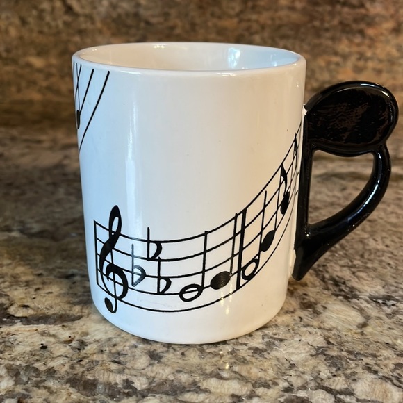 Shafford Original VINTAGE musical notes coffee / beverage MUG 8 oz black white - Picture 1 of 8